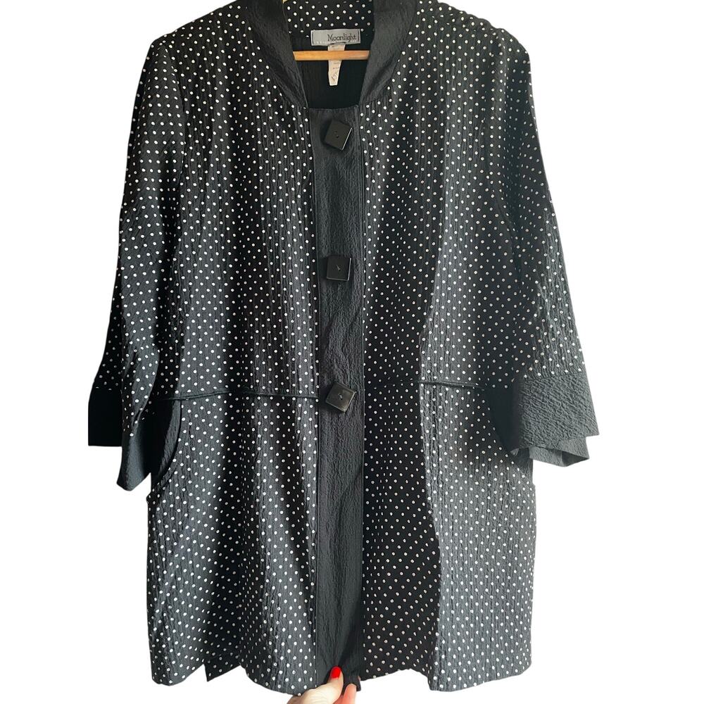 MOONLIGHT Boutique Polka Dot Black White Top Size MEDIUM